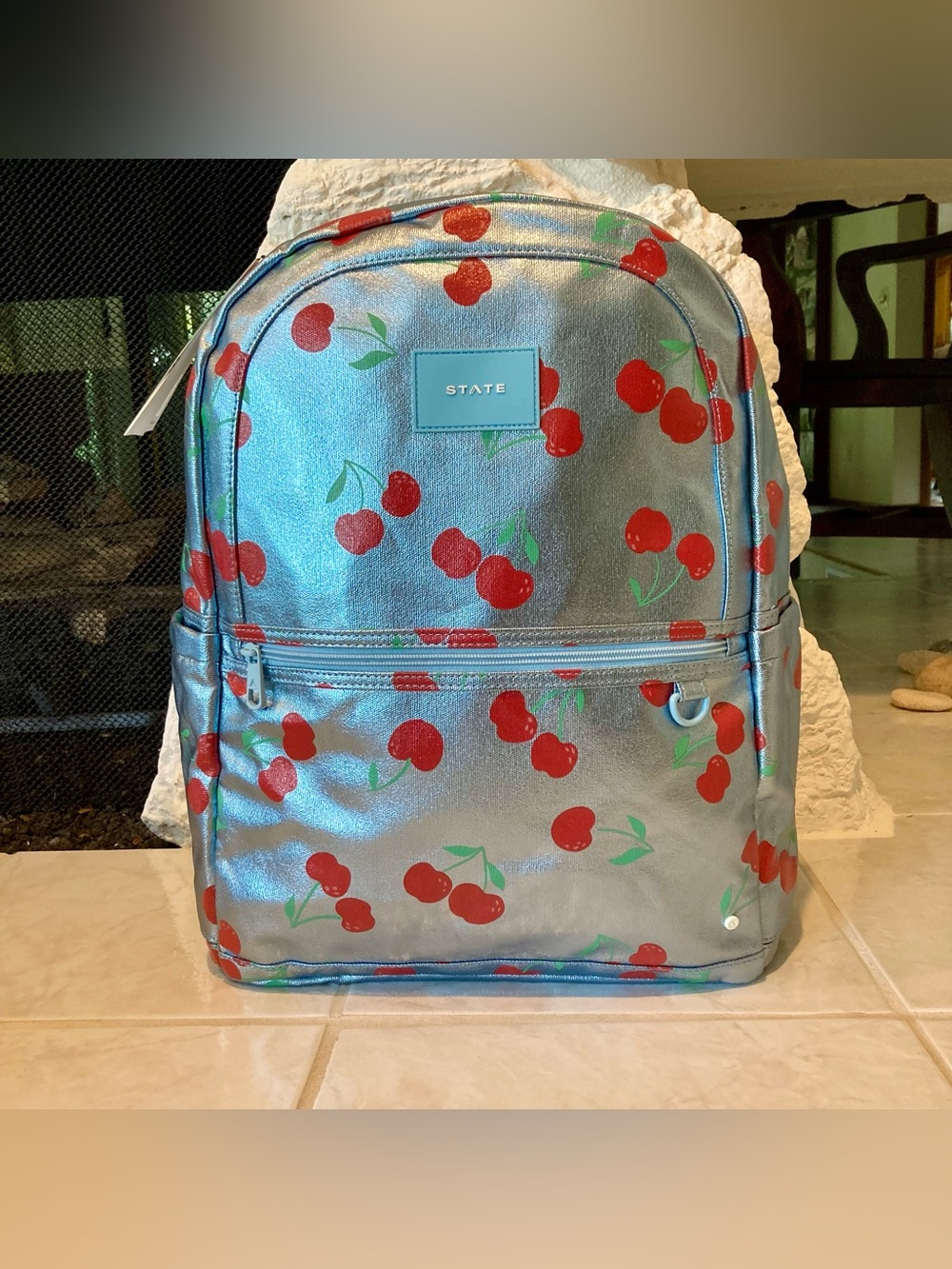 SUPER RARE NWT Kane Double Pocket Large Backpack “Blue Cherries" from STATE